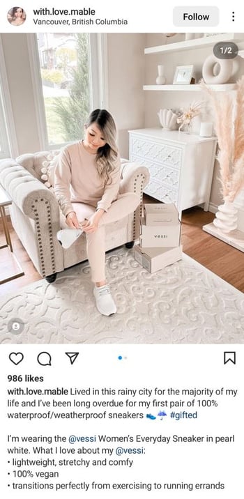 Vessi creator post example 2