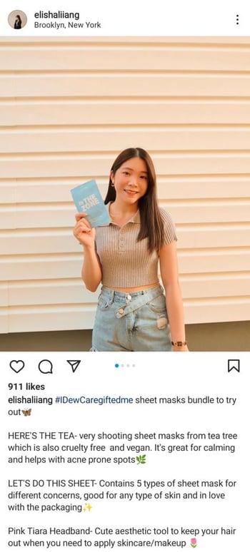 I Dew Care creator post on Instagram