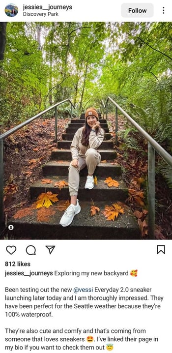 Vessi creator post example