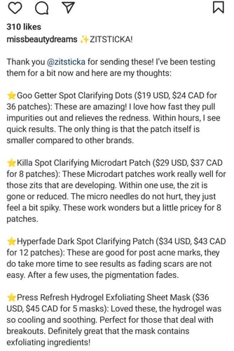 Zitsticka creator post caption