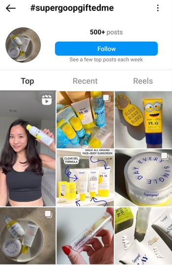 supergoop gifted hashtag on instagram