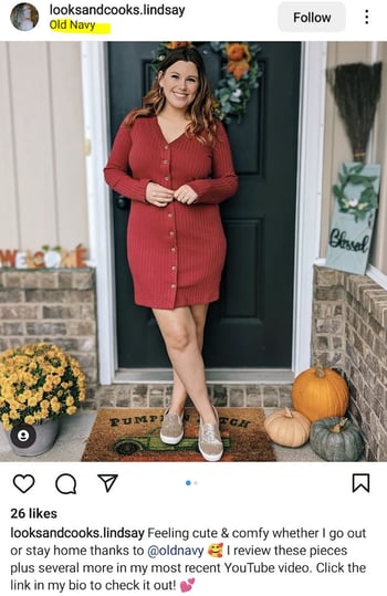 old navy geotag example on instagram