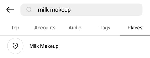 Milk Makeup no location tag example