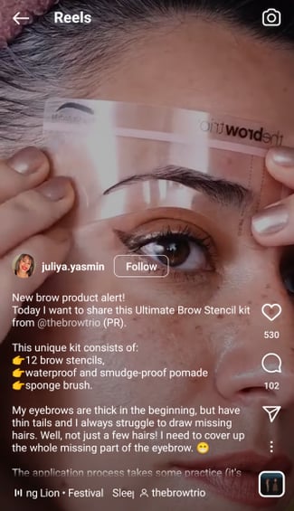 brow trio pr package on instagram