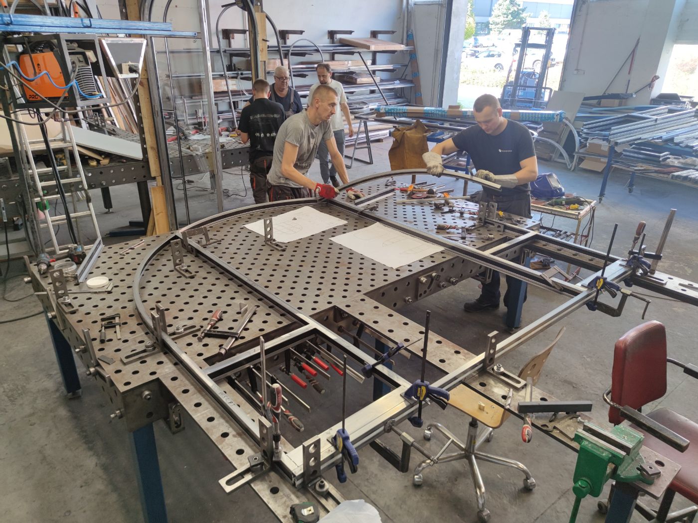 Steel frames being made in the Kraków workshop
