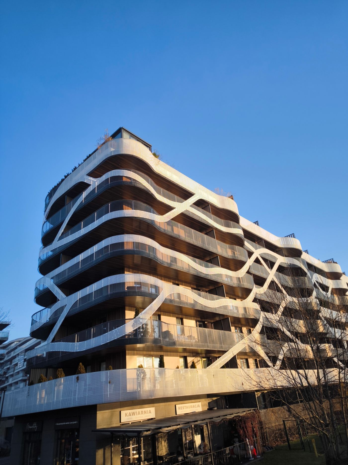 Modern apartment building with steel-look glazing