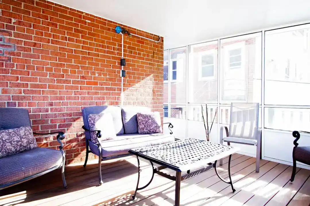 A townhouse rental in Washington DC with a deck for outdoor dining and relaxation