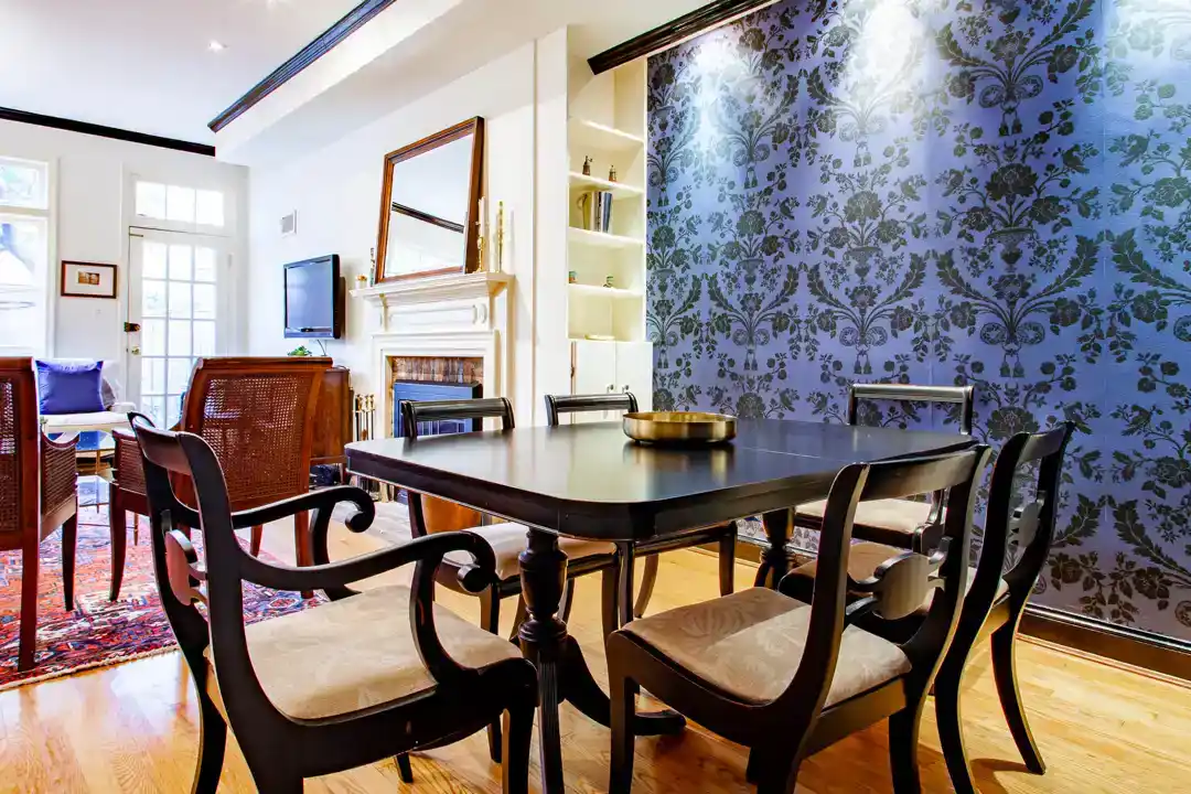 a inviting dining table and chairs