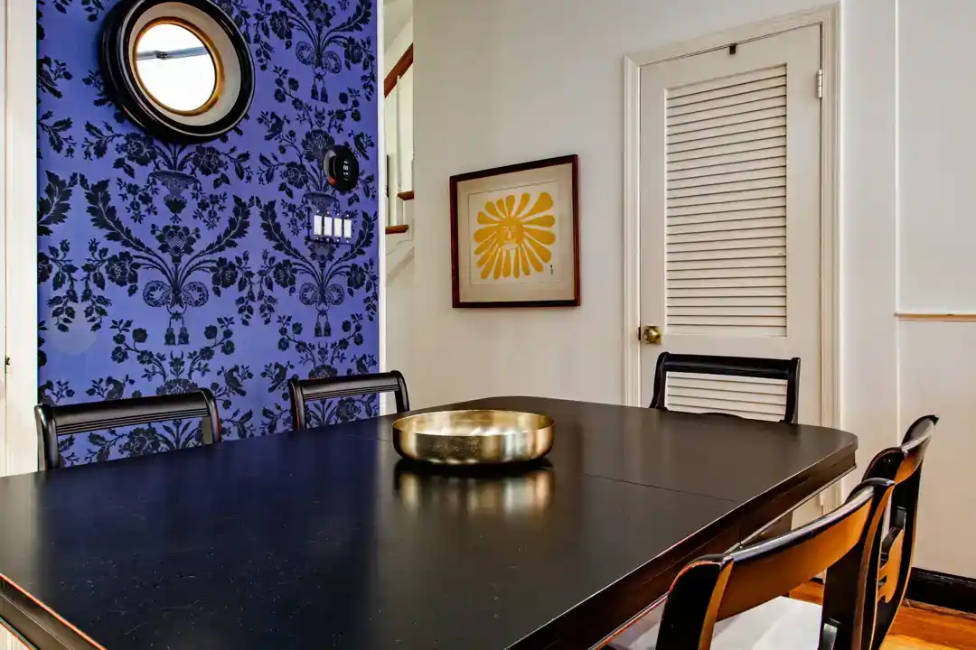 a contemporary table with a bowl on it