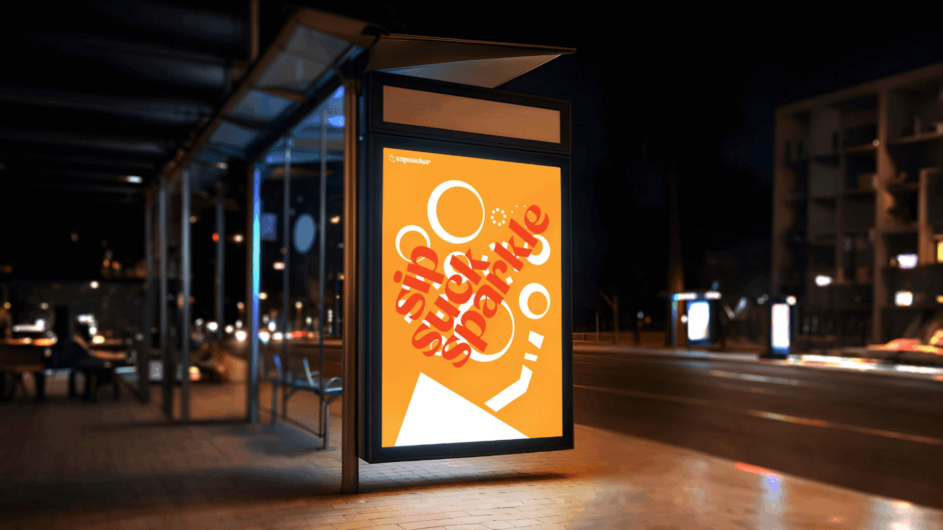 Bus stop Advertisement showcasing posters.