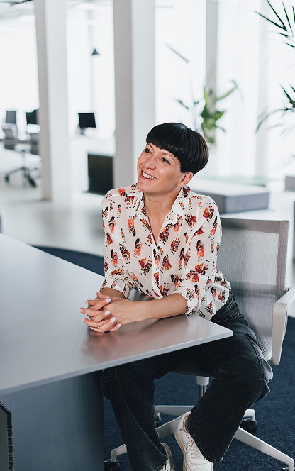 Woman sitting in a modern office