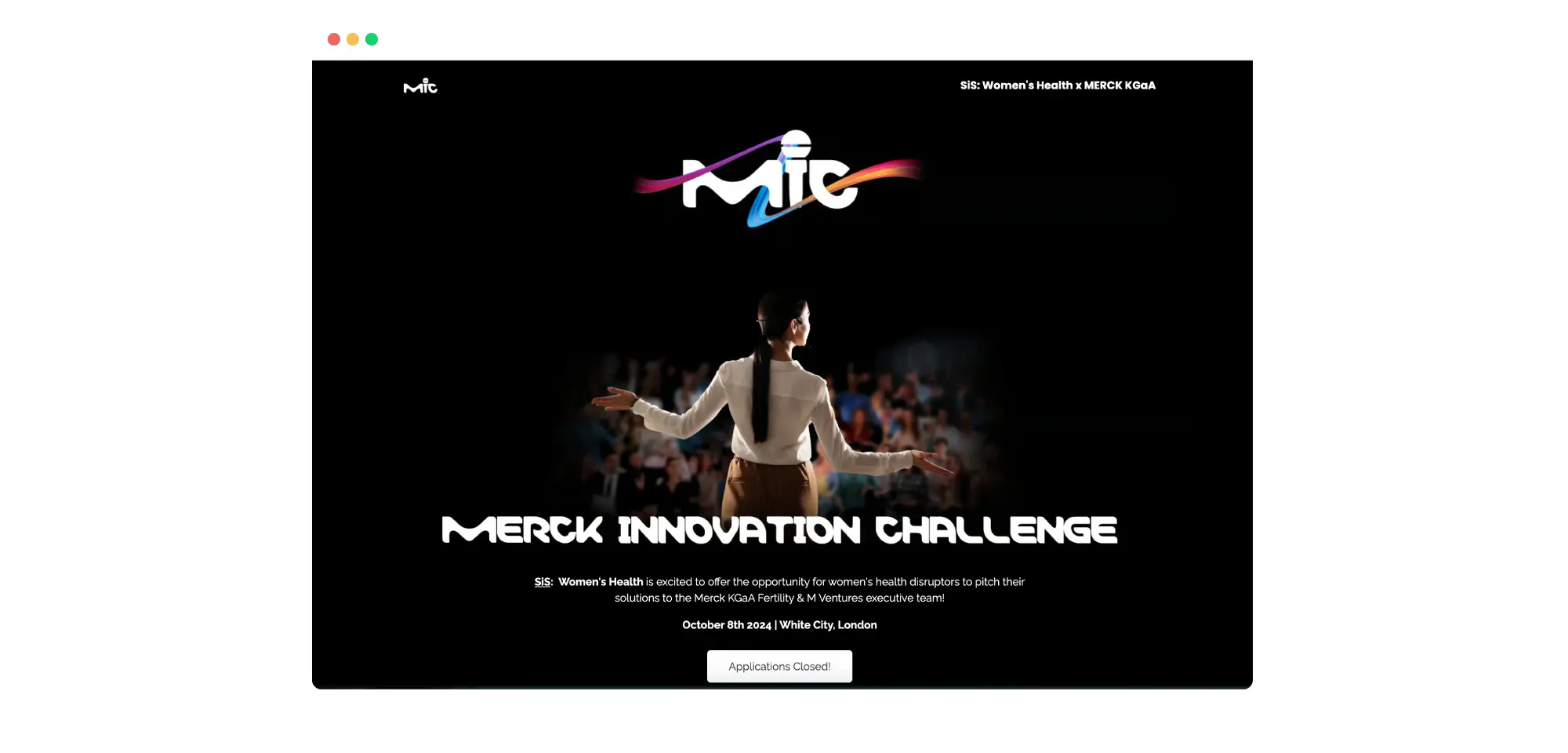 SiS Corporate Accelerator landing page example