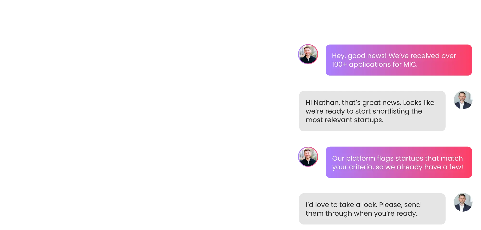 WHW Corporate Accelerator client messages mockup