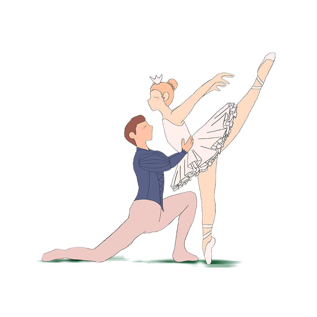 Illustration du Prince et de Aurore dans un mouvement de danse classique