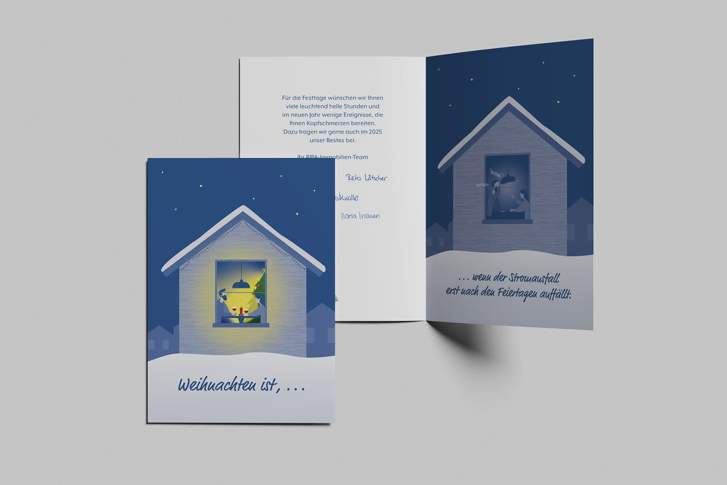 Bilder der Weihnachtskarten für die RIPA Immobilien GmbH aus Pfäffikon ZH