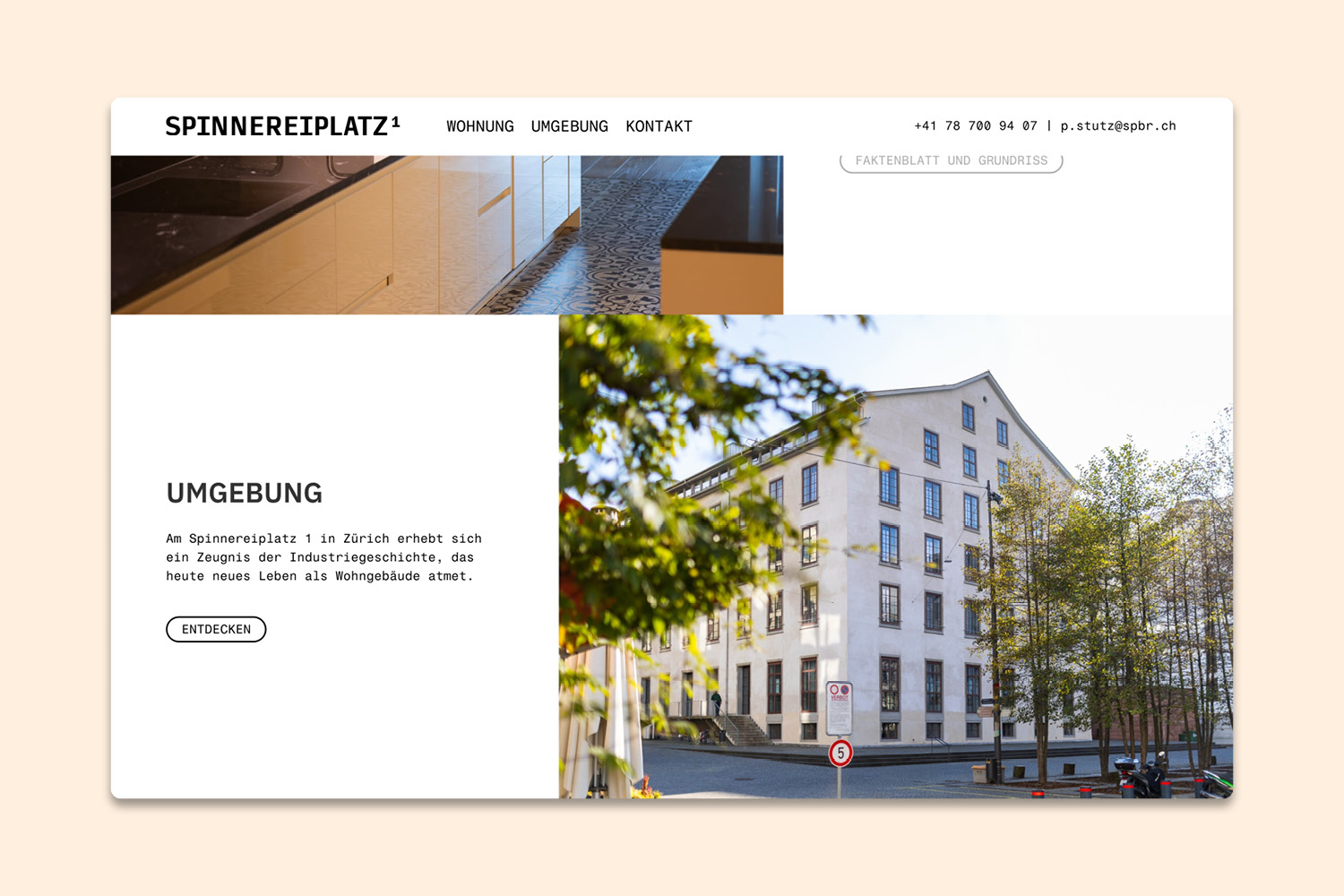 Webentickelte Webseite der Location in Zürich