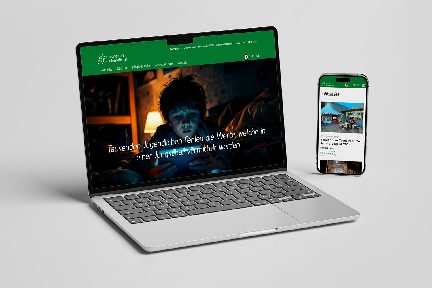 Programierte Webseite der Non-Profit