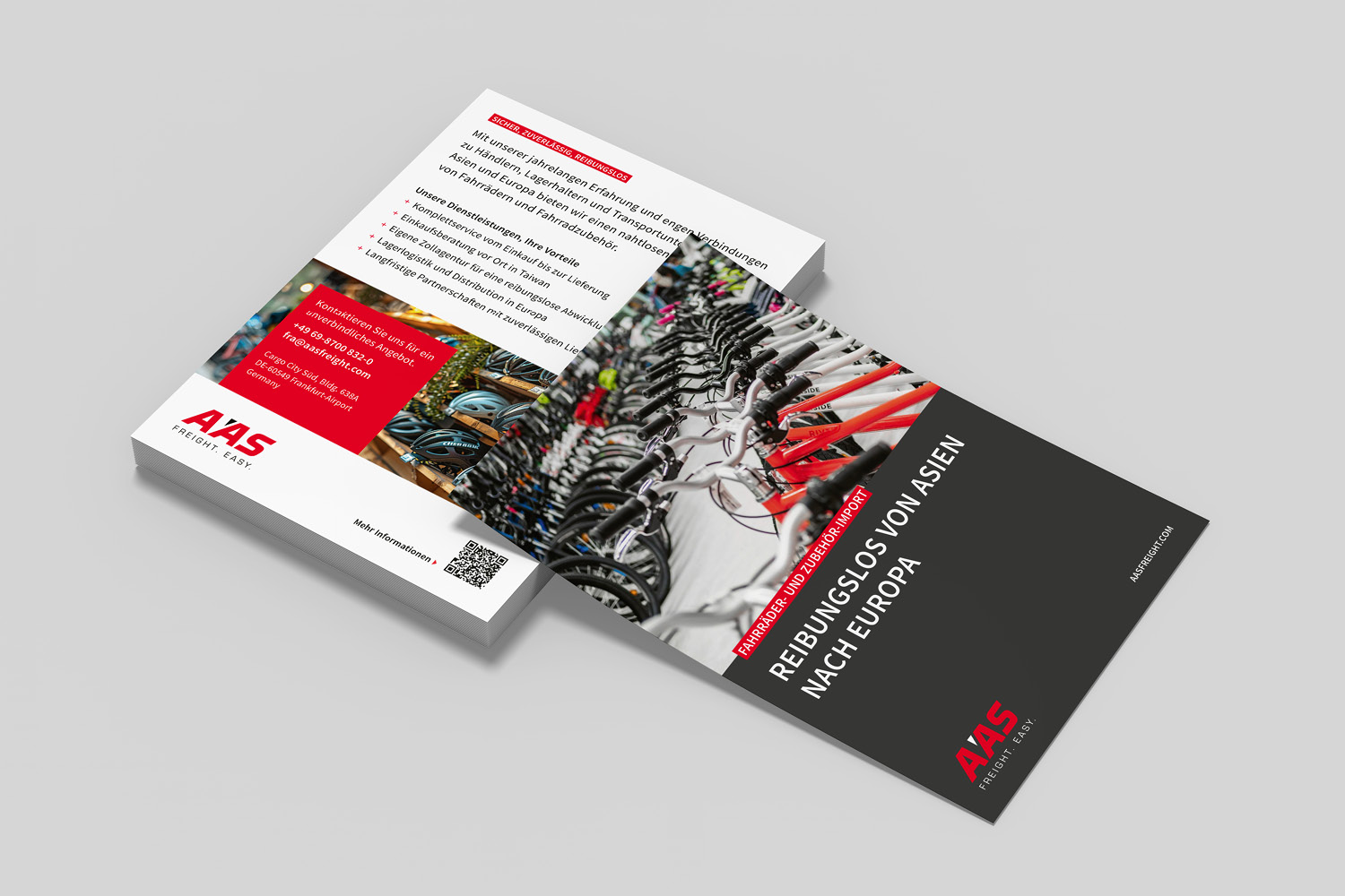 Bilder der Flyer und Landingpage für das internationale Logistikunternehmen / Spediteur aus Regensdorf erstellt wurden