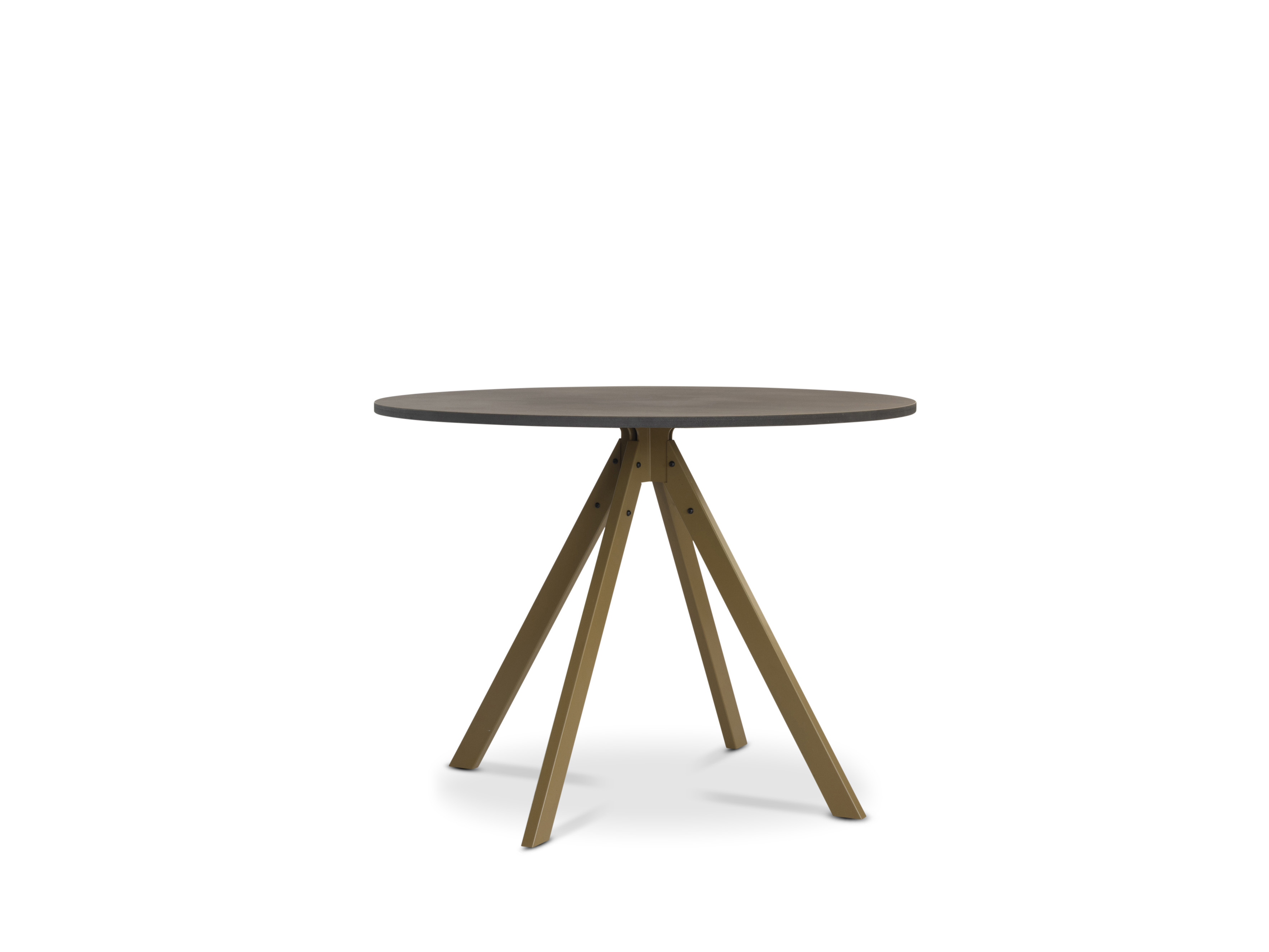 DINA DINING Ø1000 BASE: MUSTARD TOP: WALNUT HPL