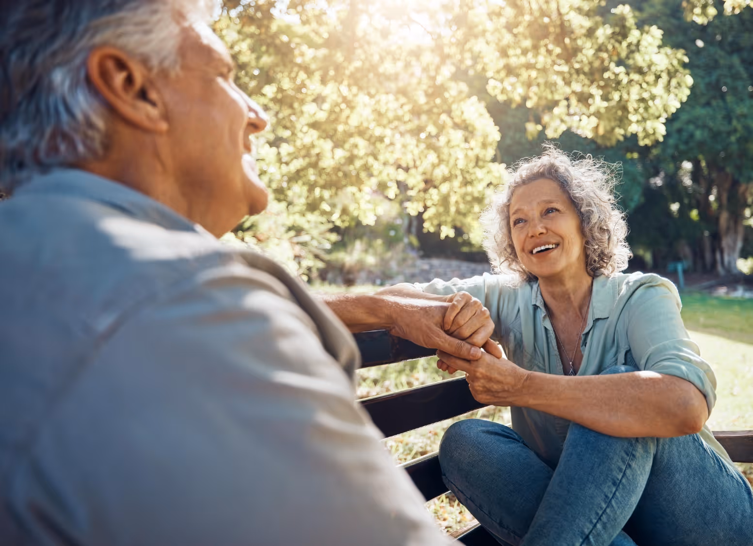 seniors sitting at table talking