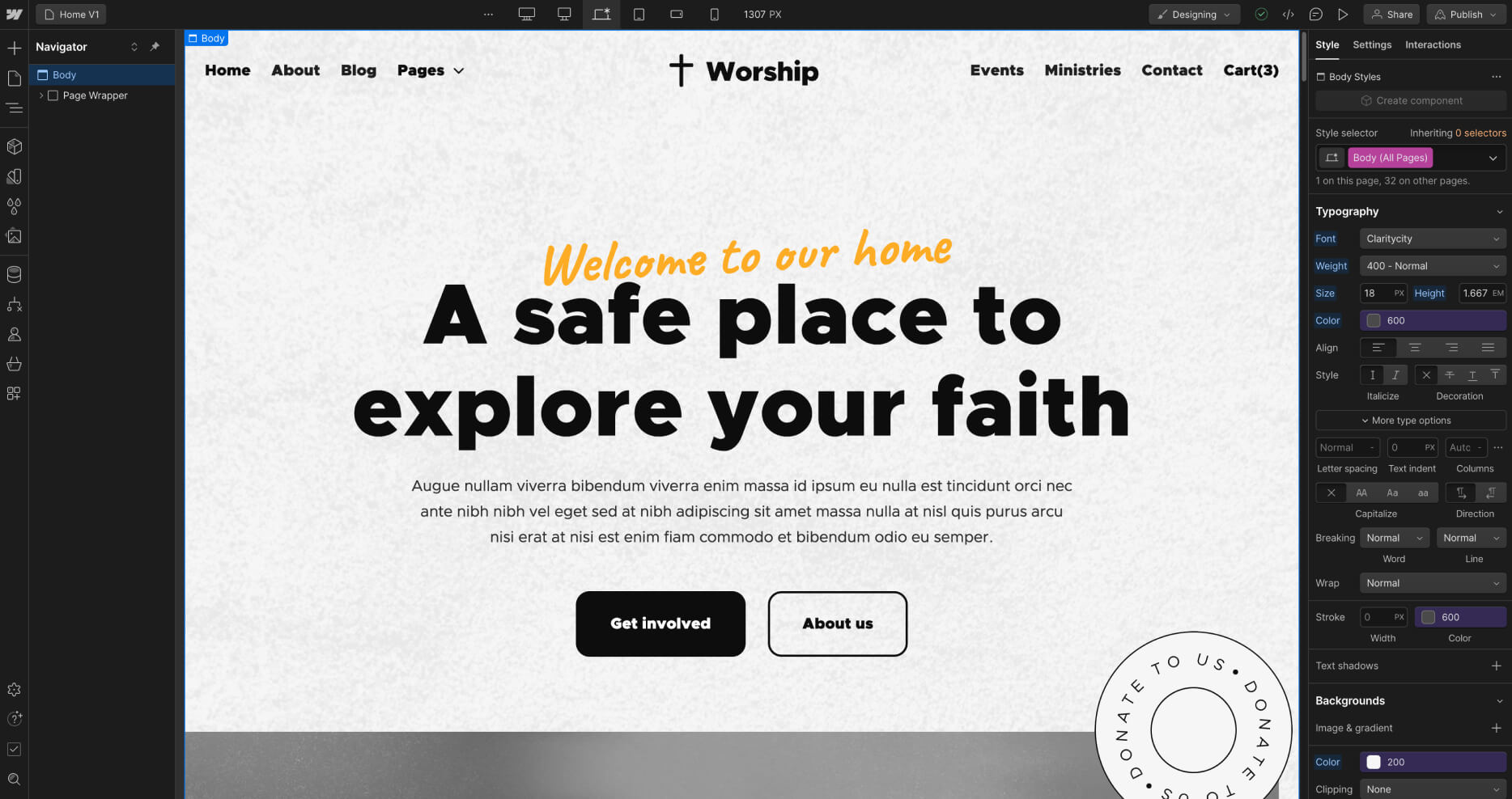 Typography - Worship X Webflow Template