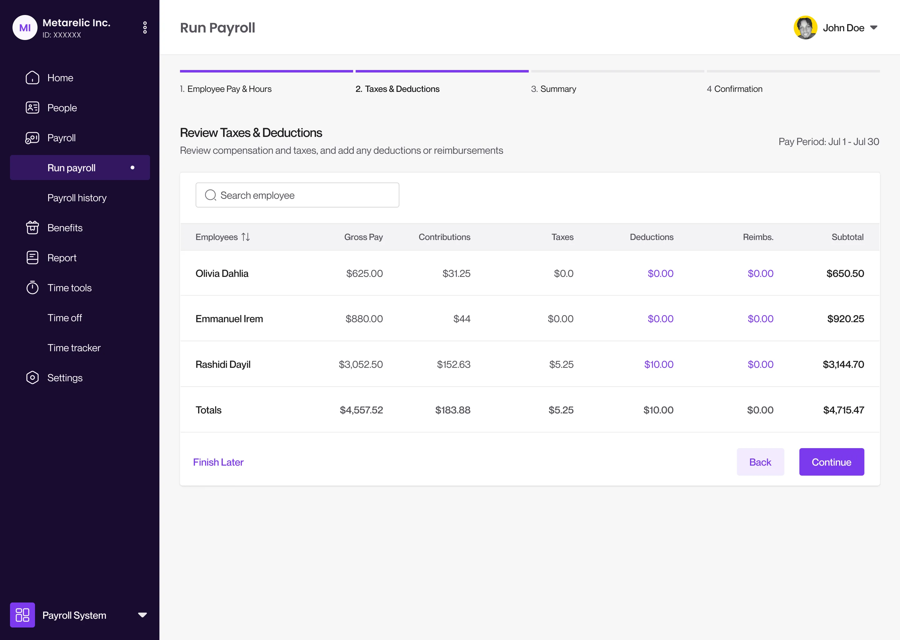 Metarelic People HR and payroll platform overview