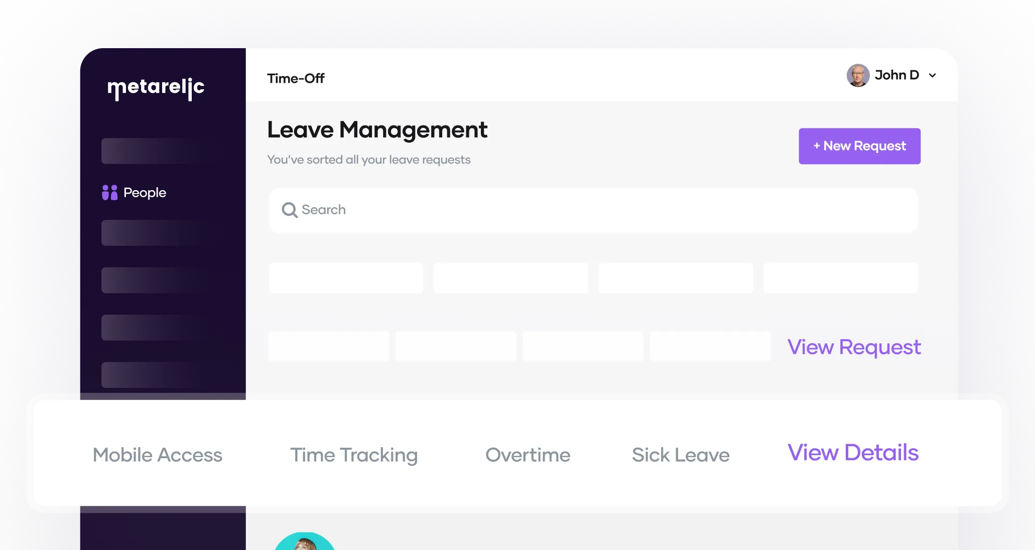 Time and attendance dashboard in Metarelic People