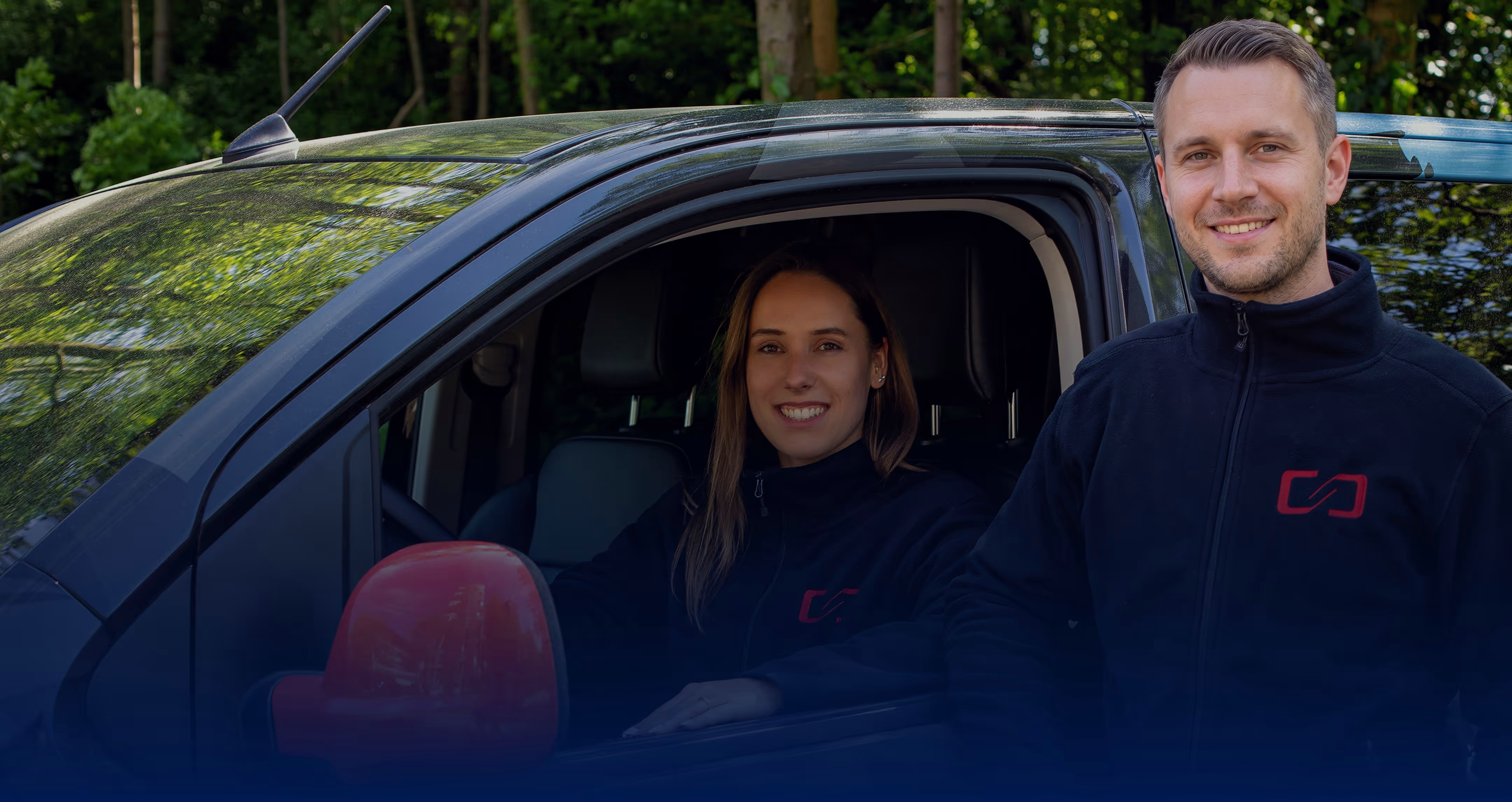 Two SAFETEE colleagues driving to the next project