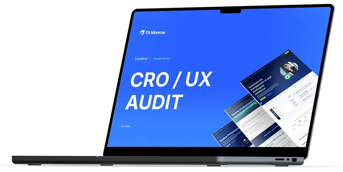 A UX and CRO audit report open on a laptop
