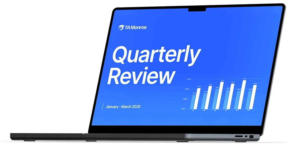 A quarterly review deck open on a laptop