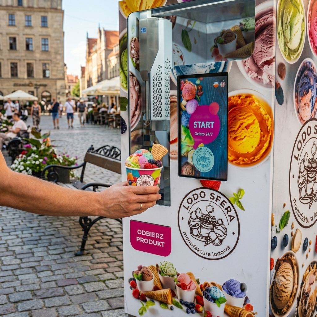 An ice cream vending machine in a public place