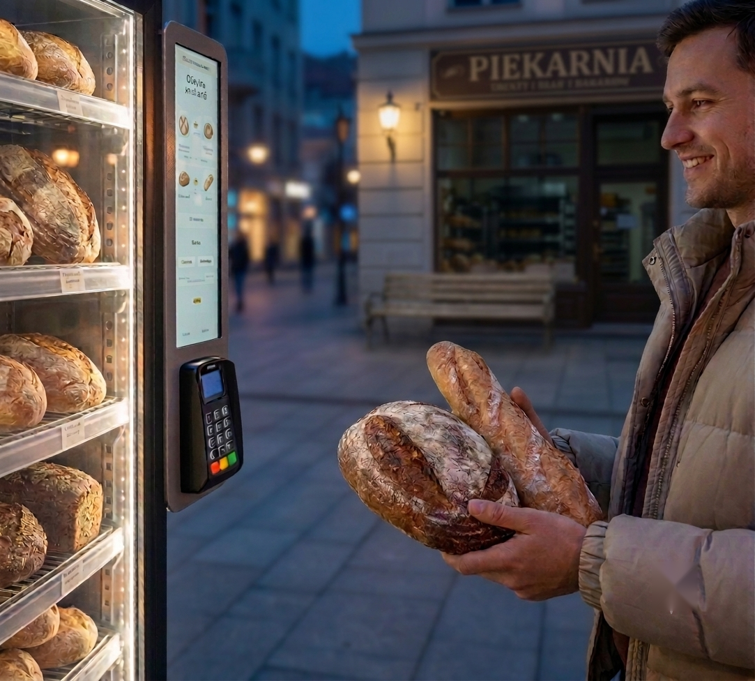 A man who bought bread from a vending machine after the bakery closed
