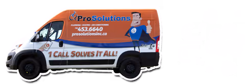 A sticker style photo of an orange ProSolutions truck.
