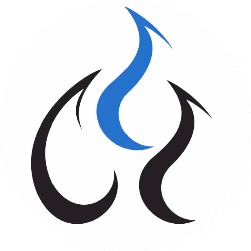 The ProSolutions logo. It's abstract, combining flames and water droplets to create a 3 piece flame representing heating, airflow, and plumbing.