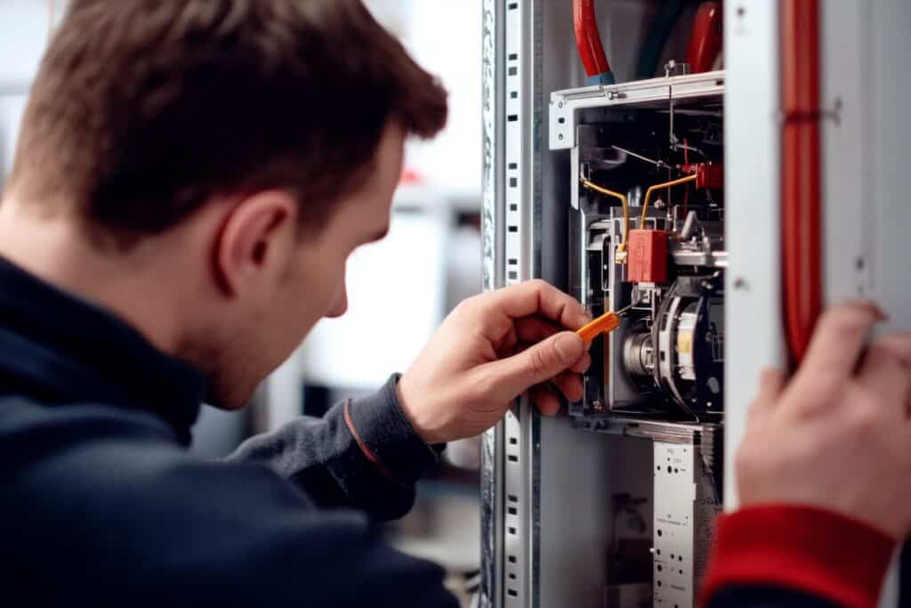 Edmonton furnace repair technician fixing furnace that is displaying an error code