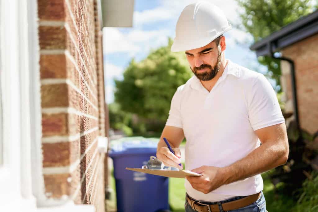 Furnace technician conducting heat load calculation