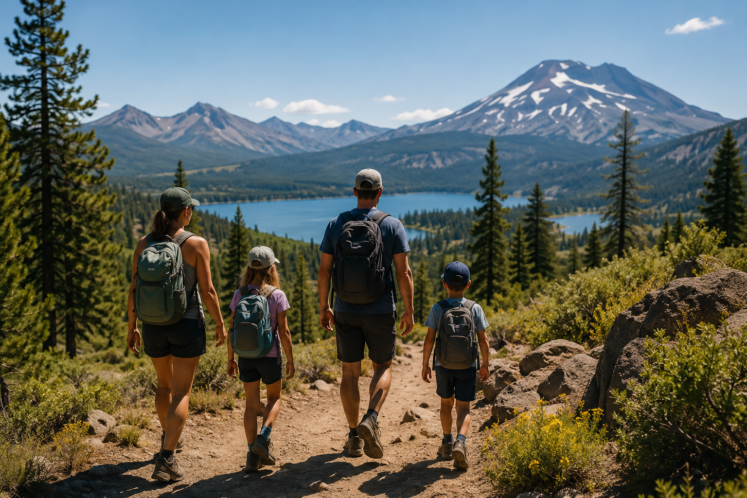 Family hiking in Central Oregon