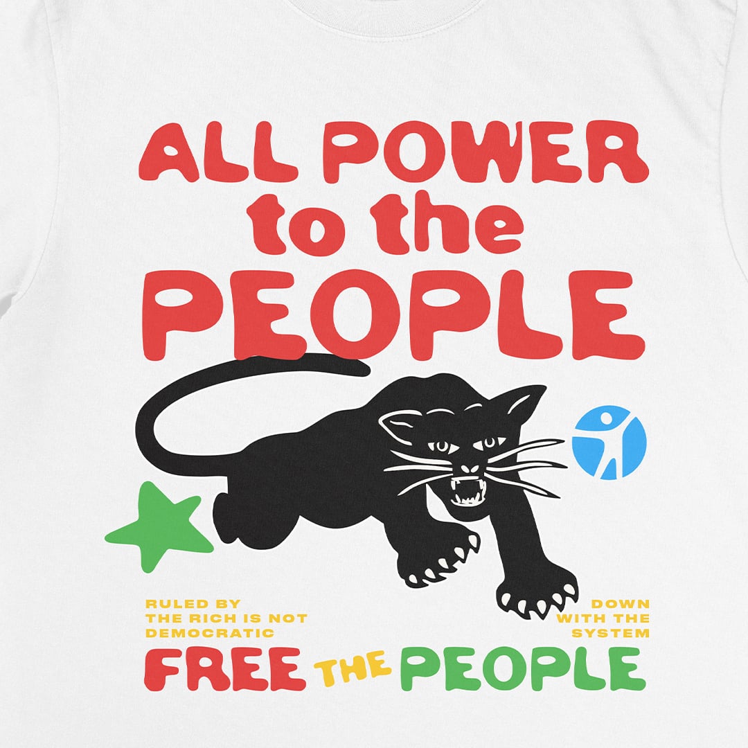 ALL POWER TO THE PEOPLE — Panther Tee (White)
