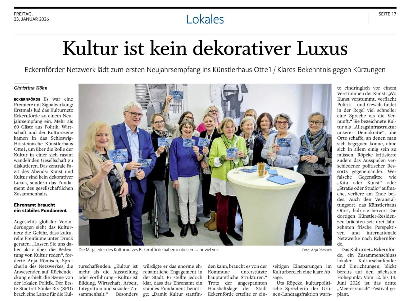 Zeitungsartikel über das Event