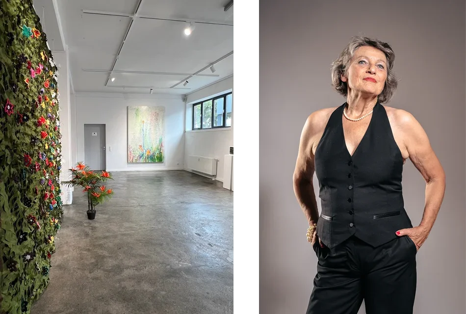 Links der Kultursalon, rechts Nora Blumenau