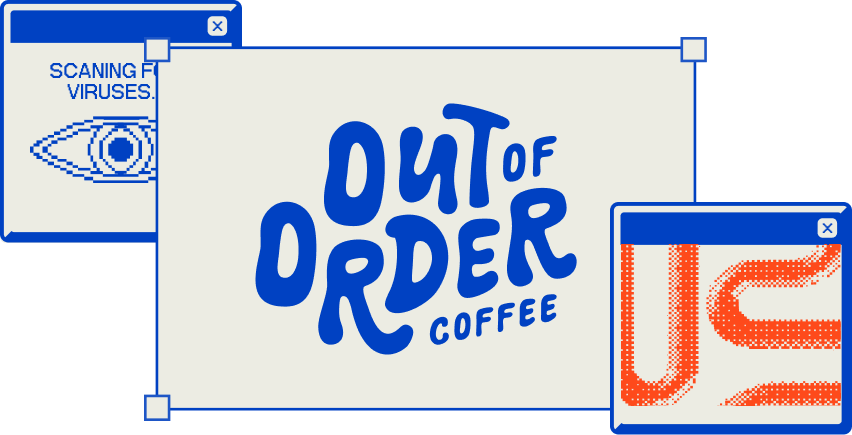 The out of order logo with a few decorative accents around it.