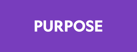 a purple box with the word purpose written in white