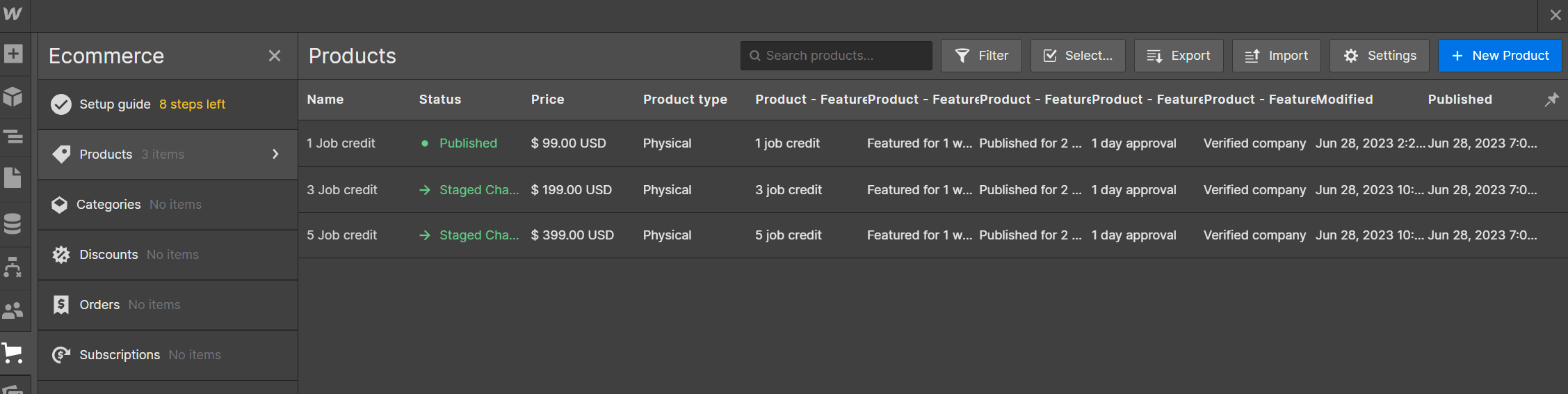 Start Here Products CMS - JobBoardly X Webflow Template