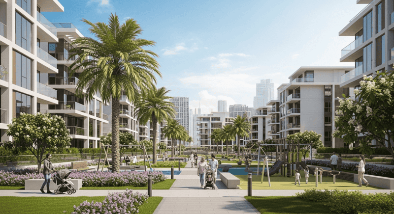 Arjan Dubai community with landscaped modern apartments and family lifestyle