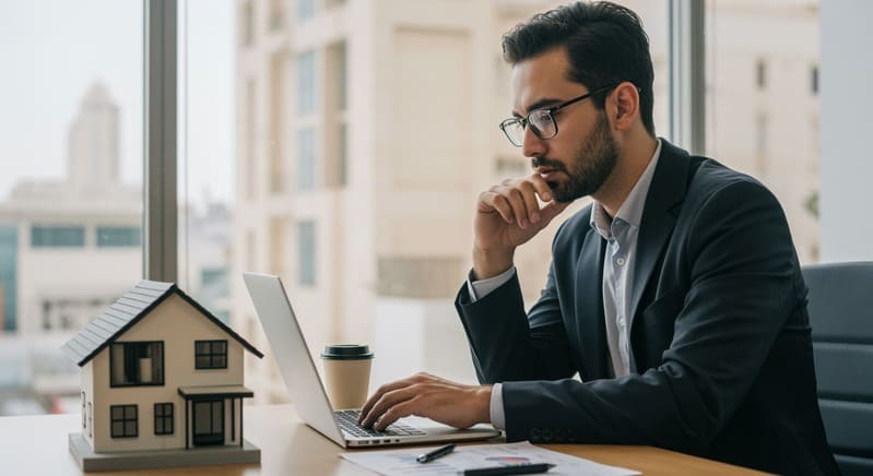 Real estate investor analyzing property returns ROI calculation Dubai off-plan investment decision financial planning