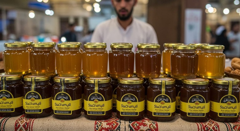 Yemeni Sidr honey jars display Global Village authentic shopping DLRC residents Dubai artisanal products