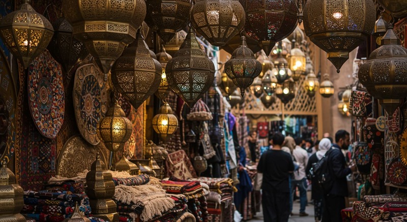 Moroccan lanterns textiles Global Village shopping Dubai home decor artisanal products cultural pavilions