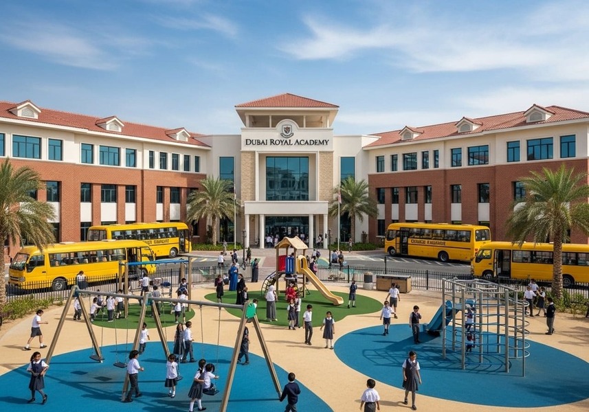 Nord Anglia International School near Arjan, a leading educational institution with modern facilities for families.