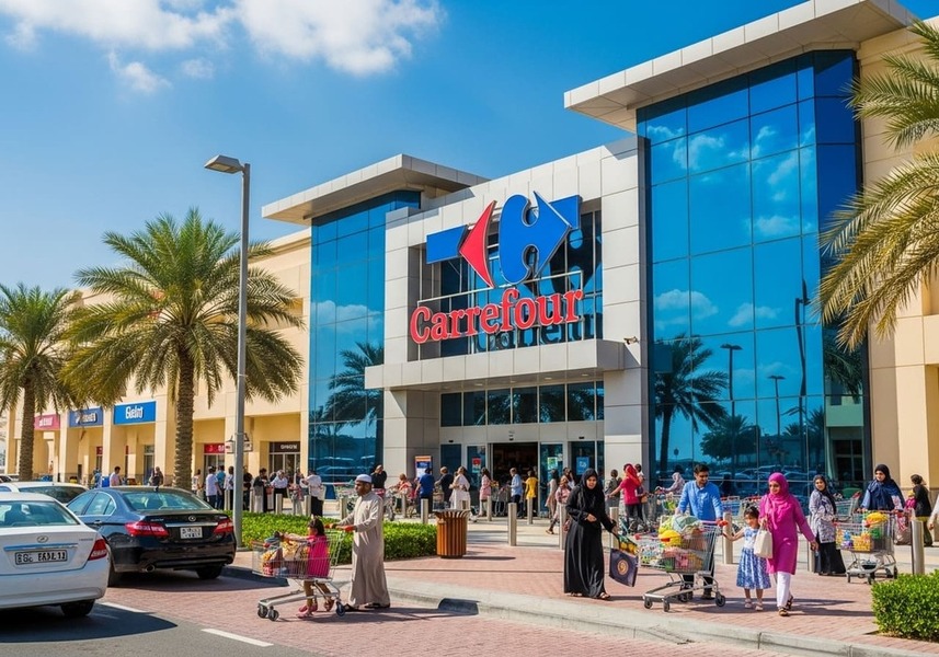 Carrefour supermarket near Arjan providing groceries and daily essentials for local residents and families.