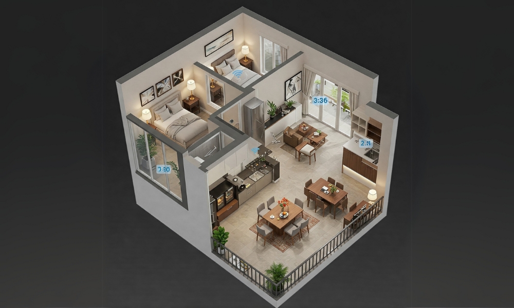 Smart luxury 2 BHK apartment floor plan